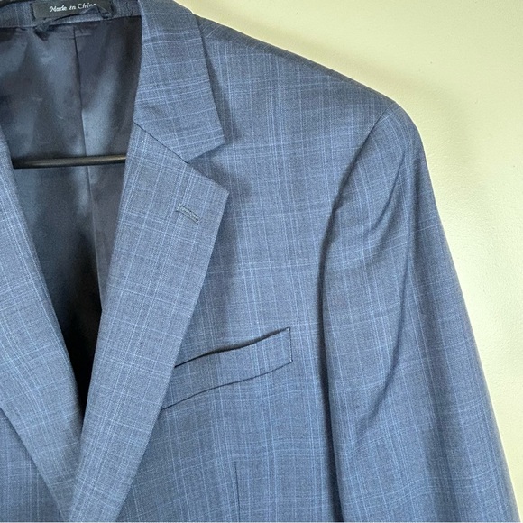 Michael Kors men's navy blue windowpane wool blazer or sport coat Size 41L - Picture 3 of 10